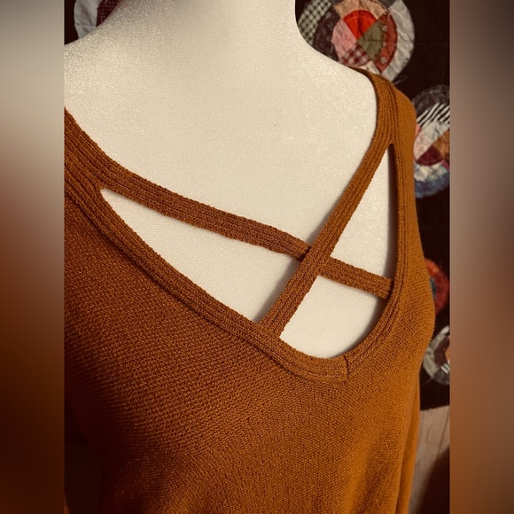 FREE PEOPLE Orange Fall-leaf colored Knit Criss Cross Tunic - Picture 4 of 8